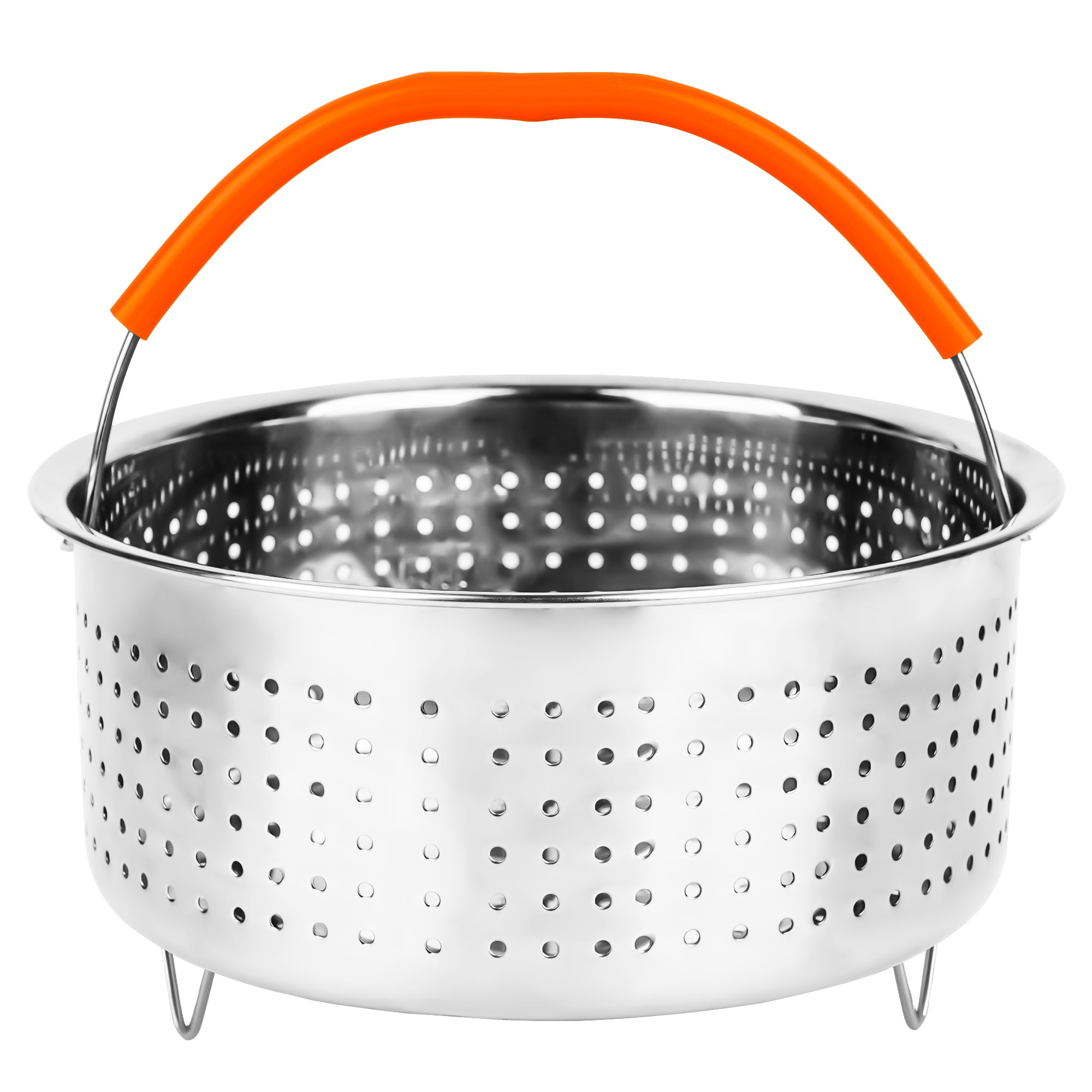 Linkidea 304 Stainless Steel Rice Steamer Insert with Stand, Compatible with AROMA ARC-954SBD, Rice Cooker Basket with Handles & Feet, Multi-Purpose Mesh Strainer for Cooking