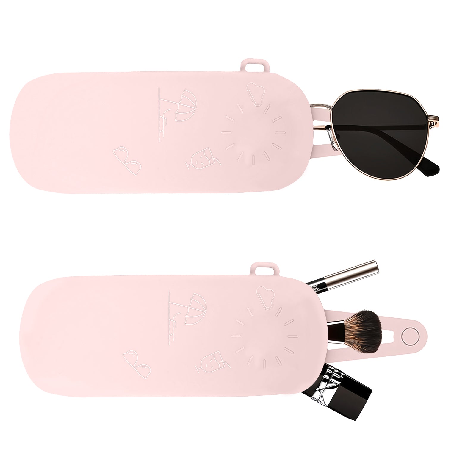 Extra Large Sunglasses Pouch Case, Silicone Oversized Sun Glasses Organizer Soft Bag Compatible with Gucci GG0595S GG0875S GG0351S GG1087S Versace VE4395 (XXL, Pink)