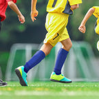 Linkidea Kids Soccer Grip Socks with Shin Guard Sleeve for Age 6 - 9 (Blue)