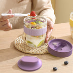 Linkidea Overnight Oats Containers with Lids, 19.2 oz Airtight Plastic Yogurt Cups with Spoons and Lids, Portable Overnight Oat Container for Milk, Cereal, Fruit, Yogurt, Fits Work/Picnic (Purple)