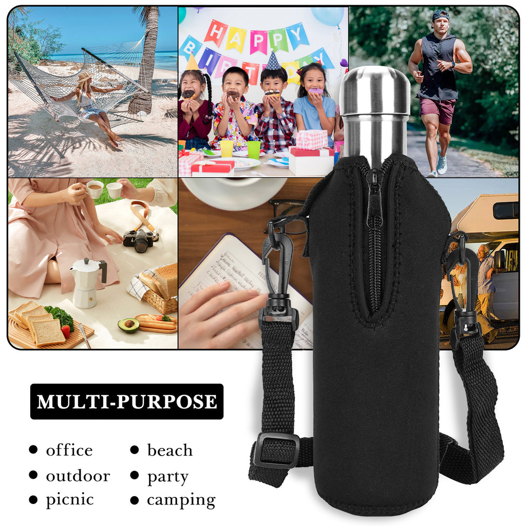 Linkidea Neoprene Water Bottle Carrier with Strap Compatible with S ORIGINAL, Koodee, MIRA 17oz Cola Shaped Bottle, Insulated Waterbottle Sling Bag Holder with Shoulder Strap, Black