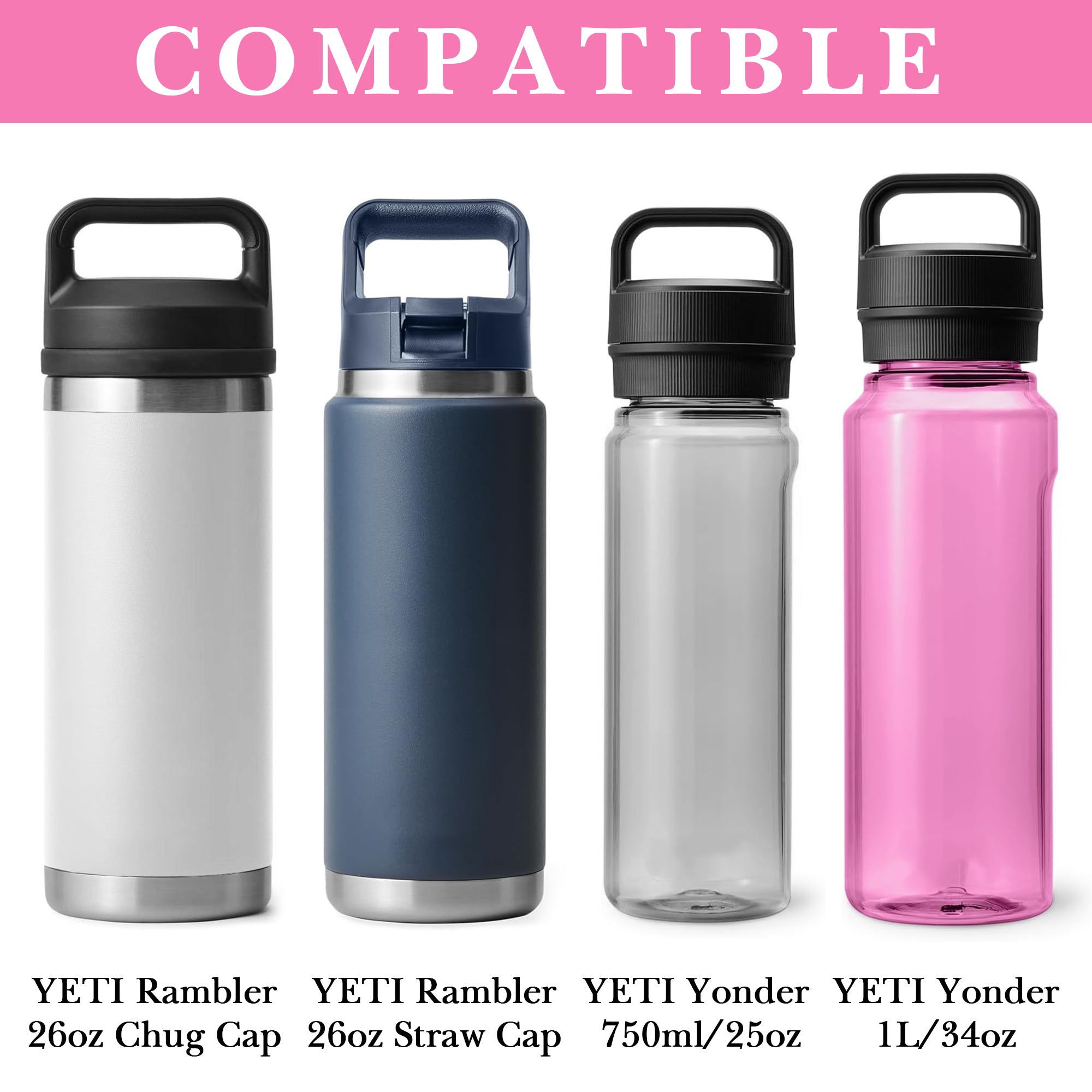 Linkidea Water Bottle Carrier with Shoulder Strap Compatible with YETI Rambler Bottle 26oz, Yonder 25oz, Waterbottle Sling Bag Holder with Mesh Phone Pocket, Pink