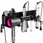 Linkidea Wall Mounted Hair Dryer Holder with Hook, 4-in-1 Aluminum Hair Tool Organizer, Compatible with Dyson Supersonic Origin, Supersonic Nural, Blow Dryer Storage Rack (Black)