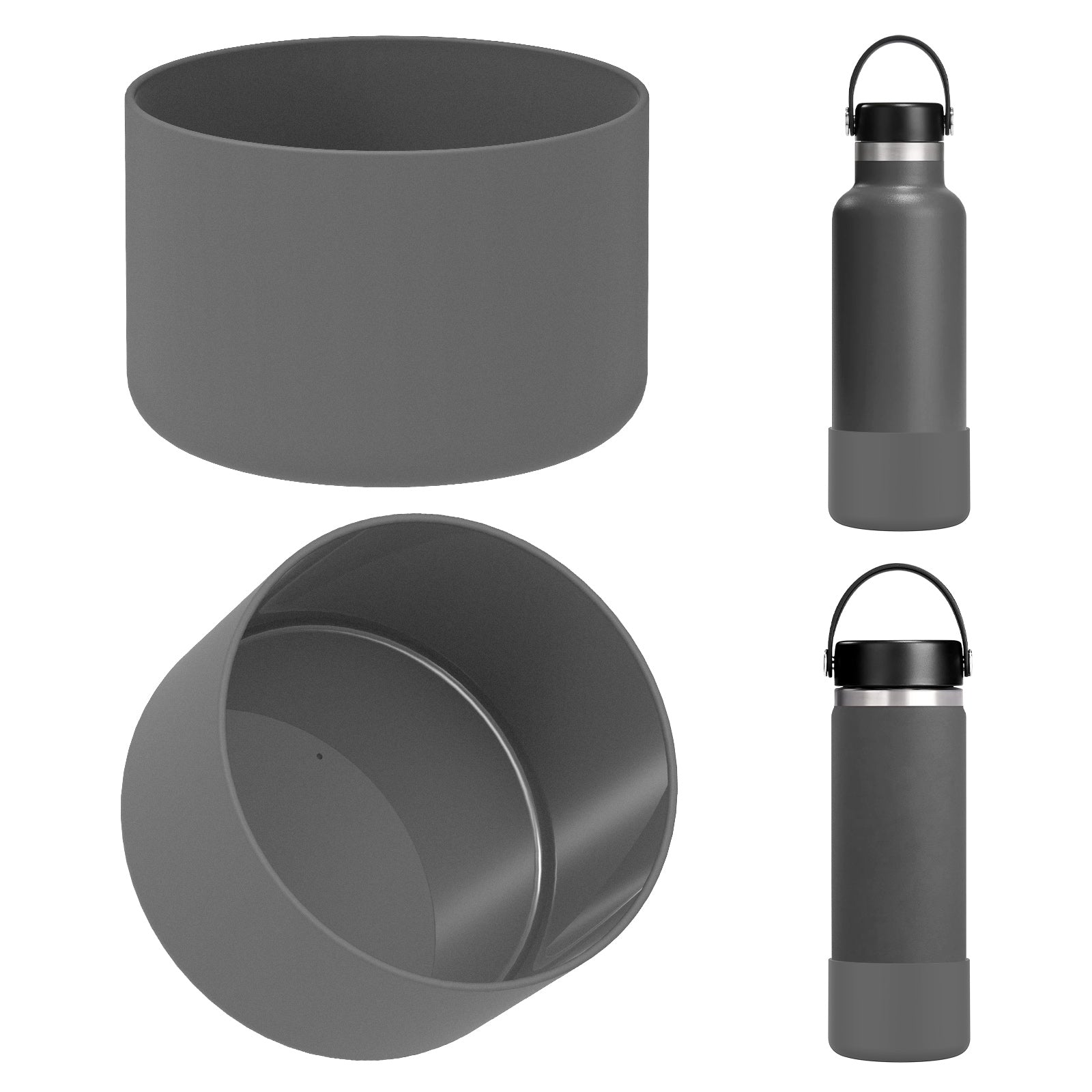 Linkidea 2 Pack Water Bottle Boot Compatible with Hydro Flask Wide Mouth 12oz/14oz/16oz/18oz/20oz, Silicone Bottle Bottom Sleeve Bumper Protector (Stone)