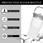 Linkidea Water Bottle Boot Compatible with Stanley Quencher H2.0 20oz/30oz/40oz, IceFlow Flip 20oz/30oz, Silicone Waterbottle Bottom Sleeve Cover Protector, Bottle Bumper (White / 2 Pack)