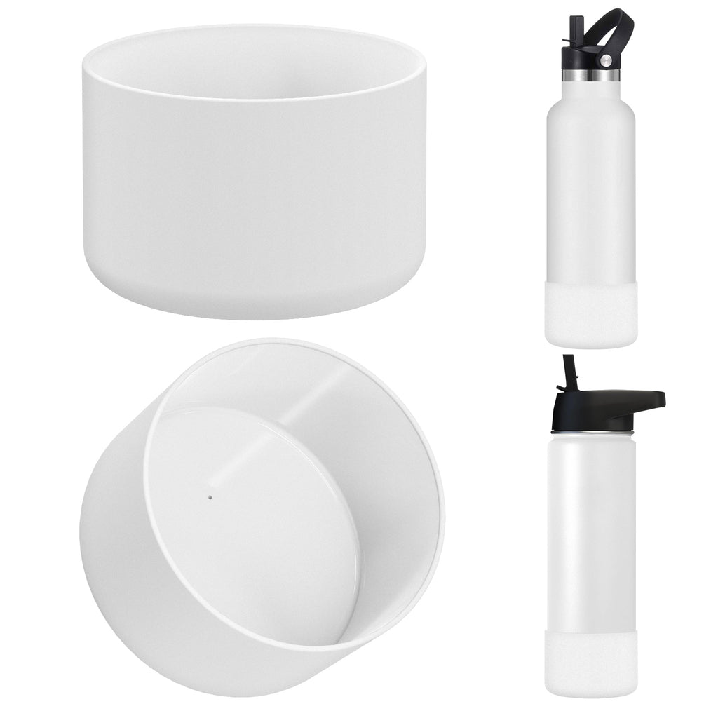 Linkidea 2 Pack Water Bottle Boot Compatible with IRON °FLASK Wide/Narrow Mouth 12oz/14oz/16oz/18oz/20oz/22oz/24oz, Silicone Bottle Bottom Sleeve Cover Bumper Protector (White)