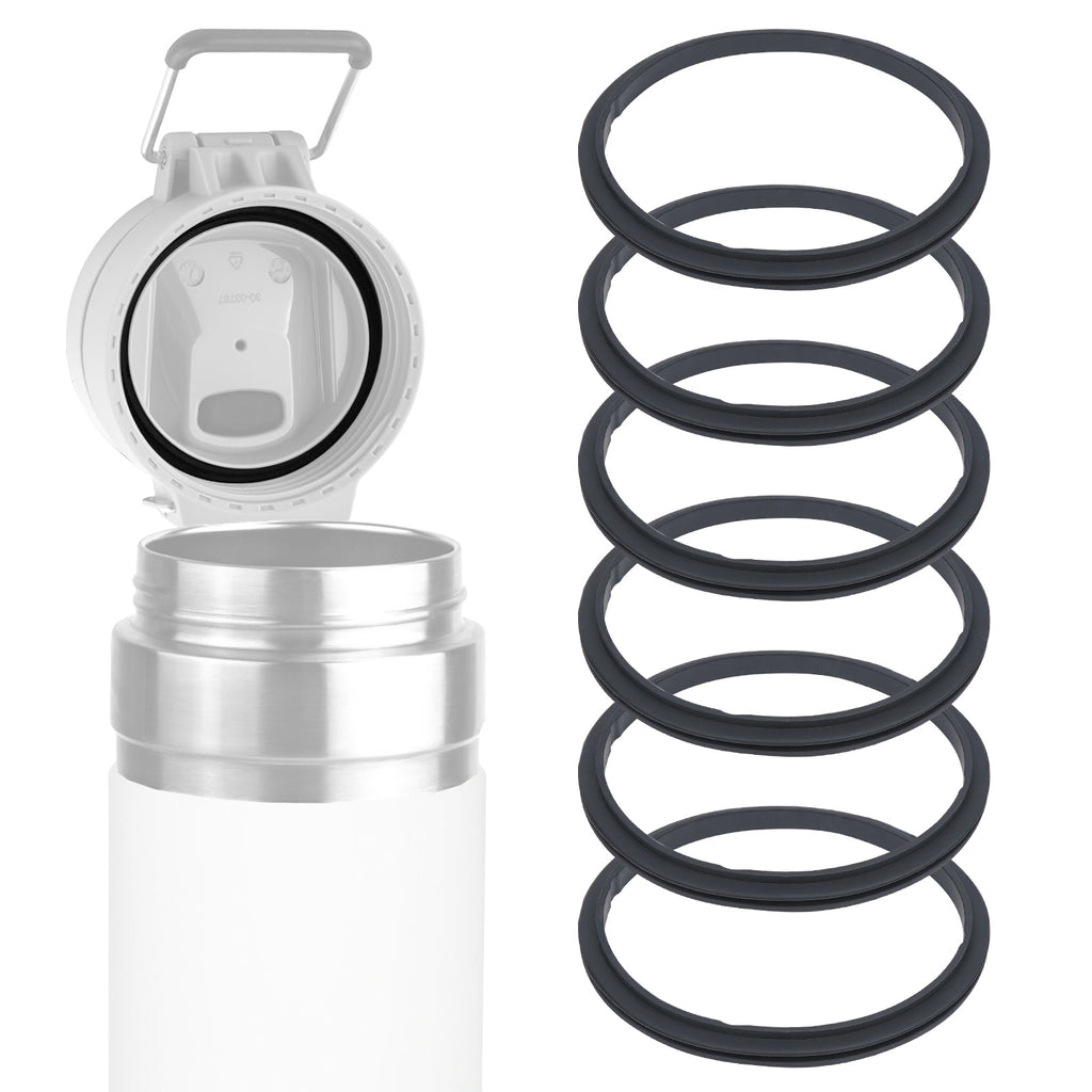 Linkidea 6 Pack Water Bottle Gasket Replacement Compatible with Stanley Quick Filp GO 24oz/36oz Waterbottle, Silicone O Ring Leak Proof Rubber Seal with Tweezer for Bottle Lid, Black