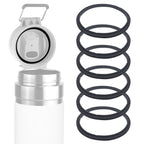 Linkidea 6 Pack Water Bottle Gasket Replacement Compatible with Stanley Quick Filp GO 24oz/36oz Waterbottle, Silicone O Ring Leak Proof Rubber Seal with Tweezer for Bottle Lid, Black