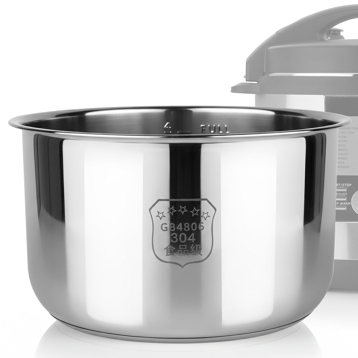 Linkidea 304 Stainless Steel Replacement Inner Pot Compatible with Aroma ARC-300SB Rice Cooker, Fagor LUX LCD 4 Qt & Elite Bistro EPC-445 Pressure Cookers, No Coating, Dishwasher Safe
