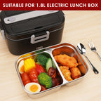 Linkidea 1.5L Stainless Steel Electric Lunch Box Replacement Inner Container / Insert, Compatible with SOHIDA, 8.7 inch Removable 2 Compartment Food Tray (Silver)