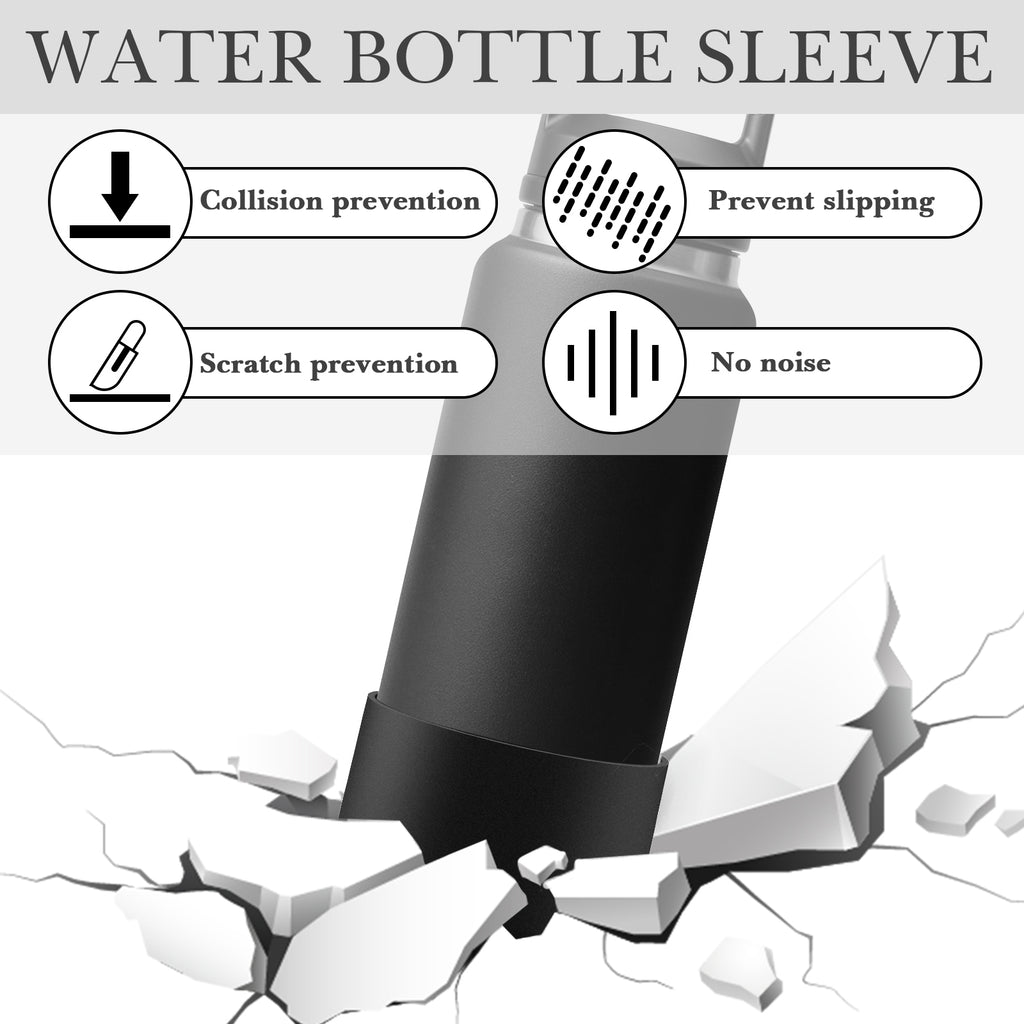 Linkidea 2 Pack Water Bottle Boot Compatible with YETI Rambler Bottle 36oz, Silicone Anti-Slip Waterbottle Bottom Sleeve Cover Protector (Black)