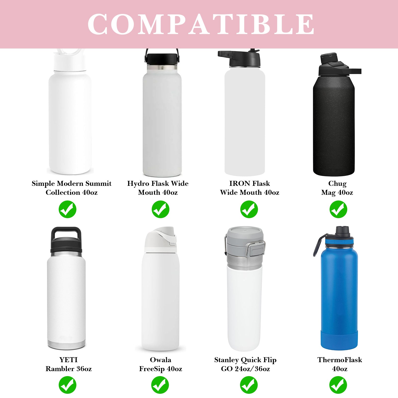 Linkidea Water Bottle Carrier with Strap Compatible with Simple Modern Summit Collection 40oz, Hydro Flask Wide Mouth, Waterbottle Sling Bag Holder with Shoulder Strap (Pink)