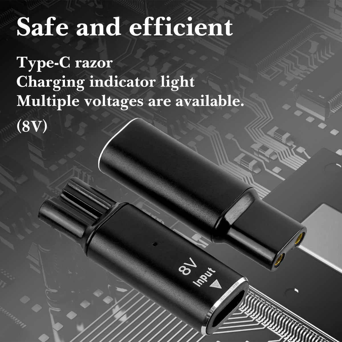 Linkidea 2 Pack 8V Type-C Shaver Adapter, Compatible with Philips Norelco Oneblade QP2630, QP2530, HQ850, USB-C Charging Converter Head Without Cable (Black)