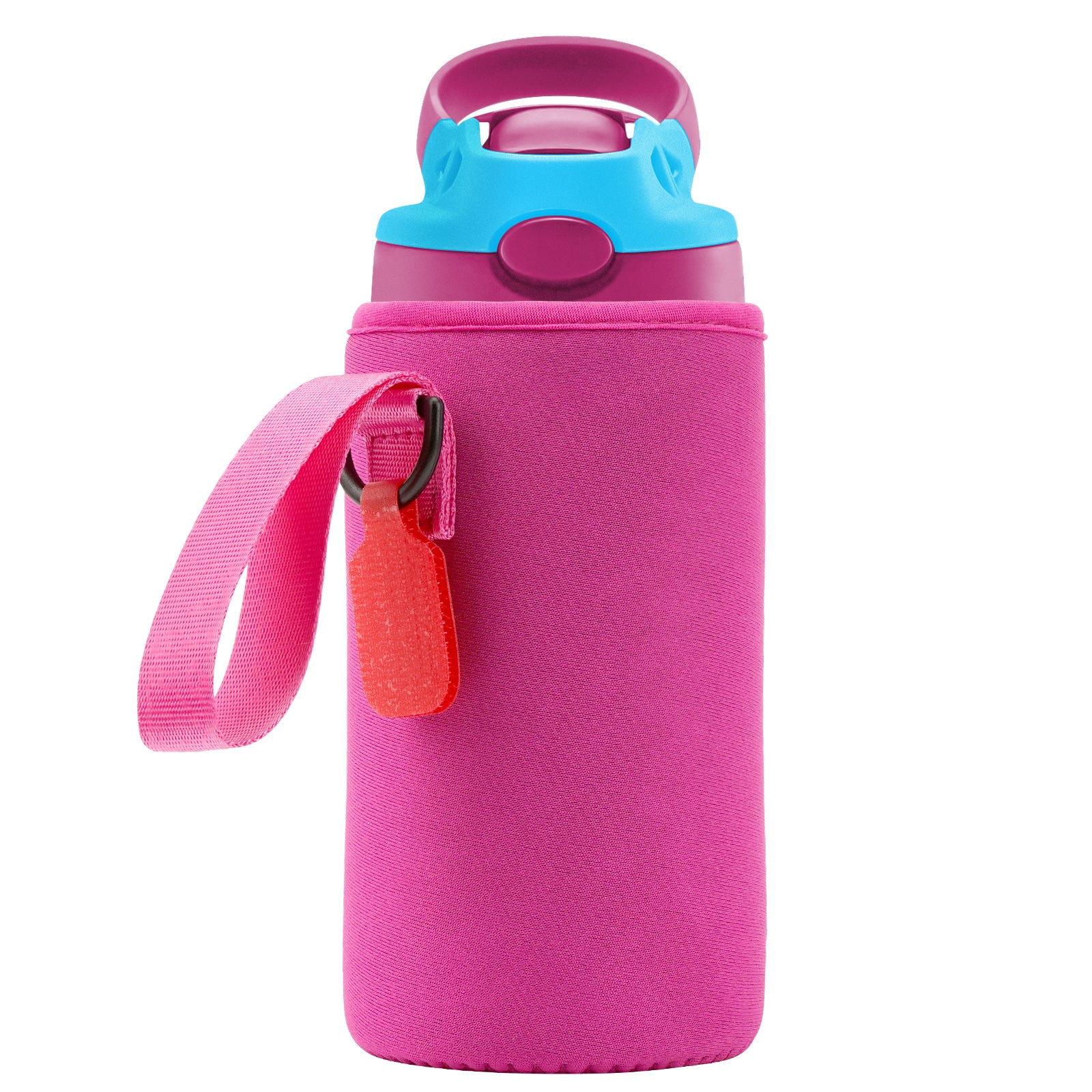 Linkidea Water Bottle Sleeve Compatible with Contigo Aubrey Tritan 14oz, Steel 13oz Kids Bottle, Waterbottle Holder Bag with Name Tag, Rose Red