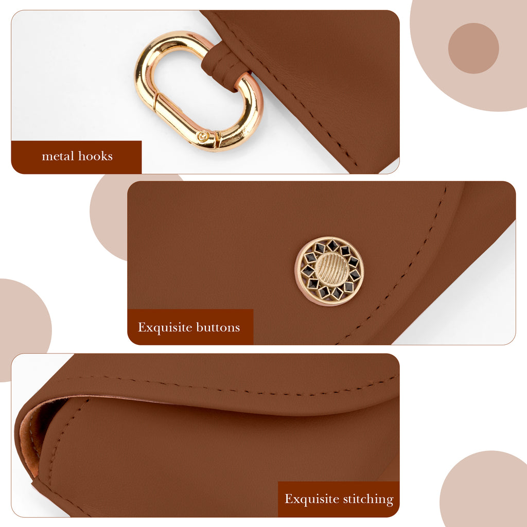 Linkidea Oversized Sunglasses Pouch, Large Frame Glasses Pouch for Sunglasses, Eyeglasses Travel Bag Compatible with Rayban Aviator Max/New Wayfarer (Brown)