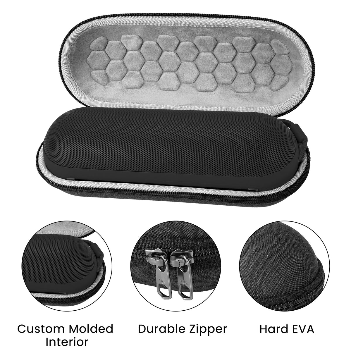 Linkidea Carrying Case Compatible with Beats Pill Wireless Bluetooth Speaker, Hard Shell EVA Travel Case with Mesh Pocket, Shockproof Protective Storage Bag for Charging Cable (Dark Grey)