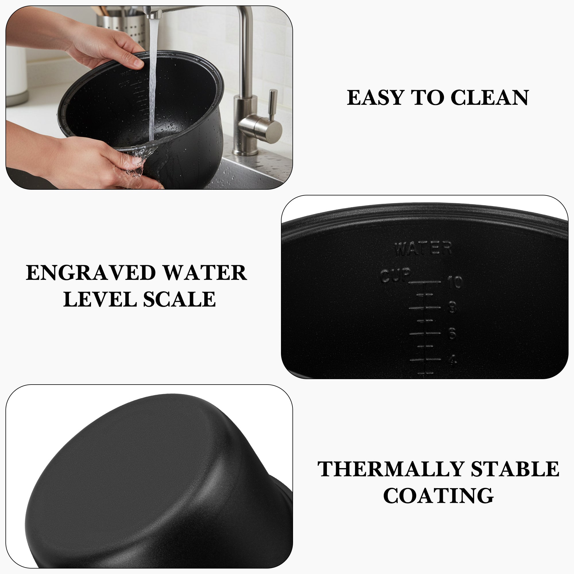 Linkidea Rice Cooker Aluminum Alloy Inner Pot Compatible with COSORI CRP-R501IP-KUS,5QT, Dishwasher Safe, Replacement Bowl