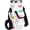 Linkidea Tumbler Carrier with Strap Compatible with YETI Rambler Tumbler 20oz, IRON °FLASK Classic Tumbler 2.0 20/24oz, Coffee Mug Sling Bag Holder, Shoulder Strap with Pocket, Cartoon Bear