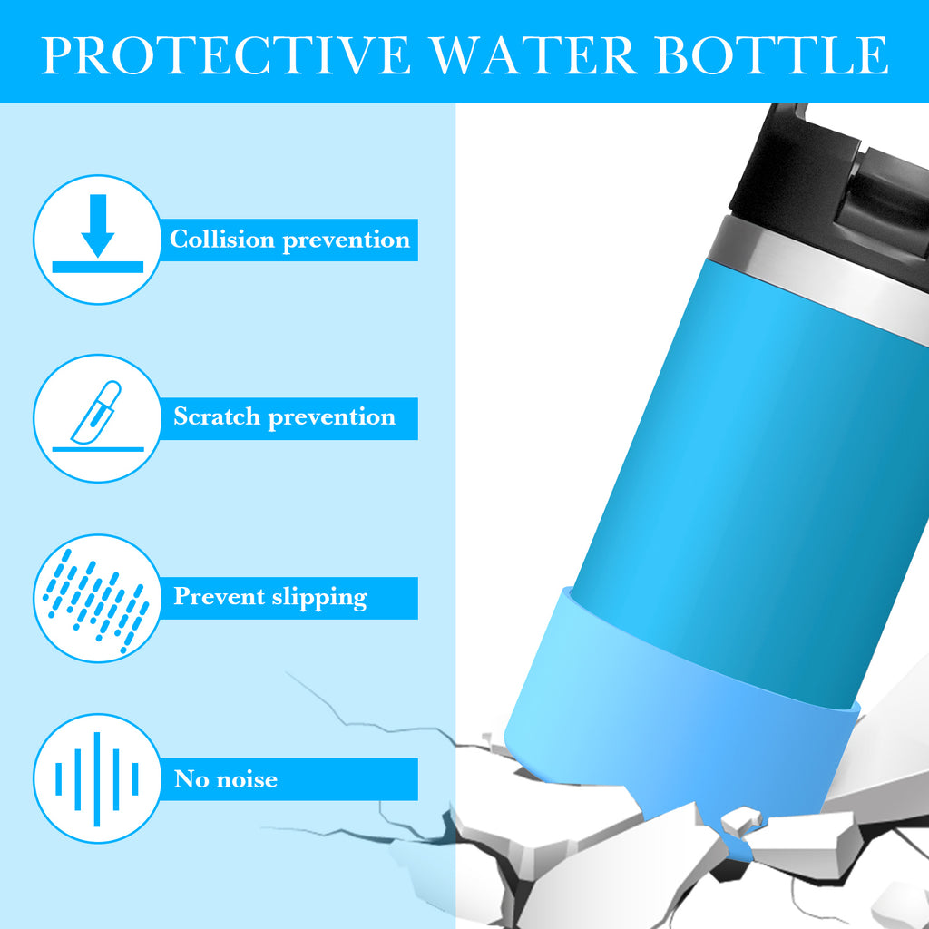 Linkidea Water Bottle Boot Compatible with YETI Rambler Jr. Kids 12oz, Rambler 12oz/18oz, Yonder 20oz/25oz, Silicone Anti-Slip Bottle Bottom Sleeve Bumper Protector (Blue / 2 Pack)