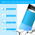 Linkidea Water Bottle Boot Compatible with YETI Rambler Jr. Kids 12oz, Rambler 12oz/18oz, Yonder 20oz/25oz, Silicone Anti-Slip Bottle Bottom Sleeve Bumper Protector (Blue / 2 Pack)