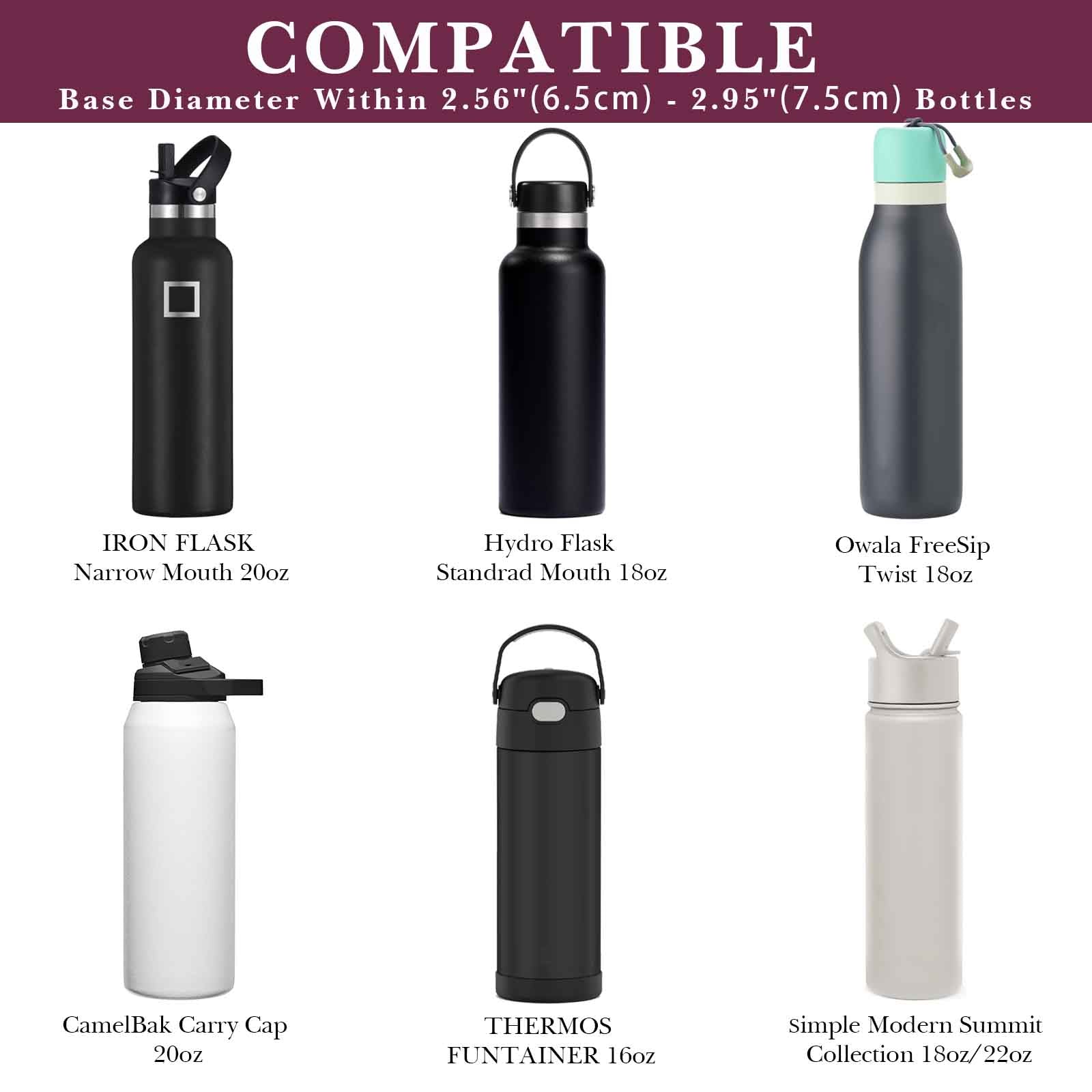 Linkidea Water Bottle Carrier with Shoulder Strap Compatible with Hydroflask Standard Mouth 18oz, CamelBak Carry Cap 20oz,Waterbottle Sling Bag Holder (Wine Red)