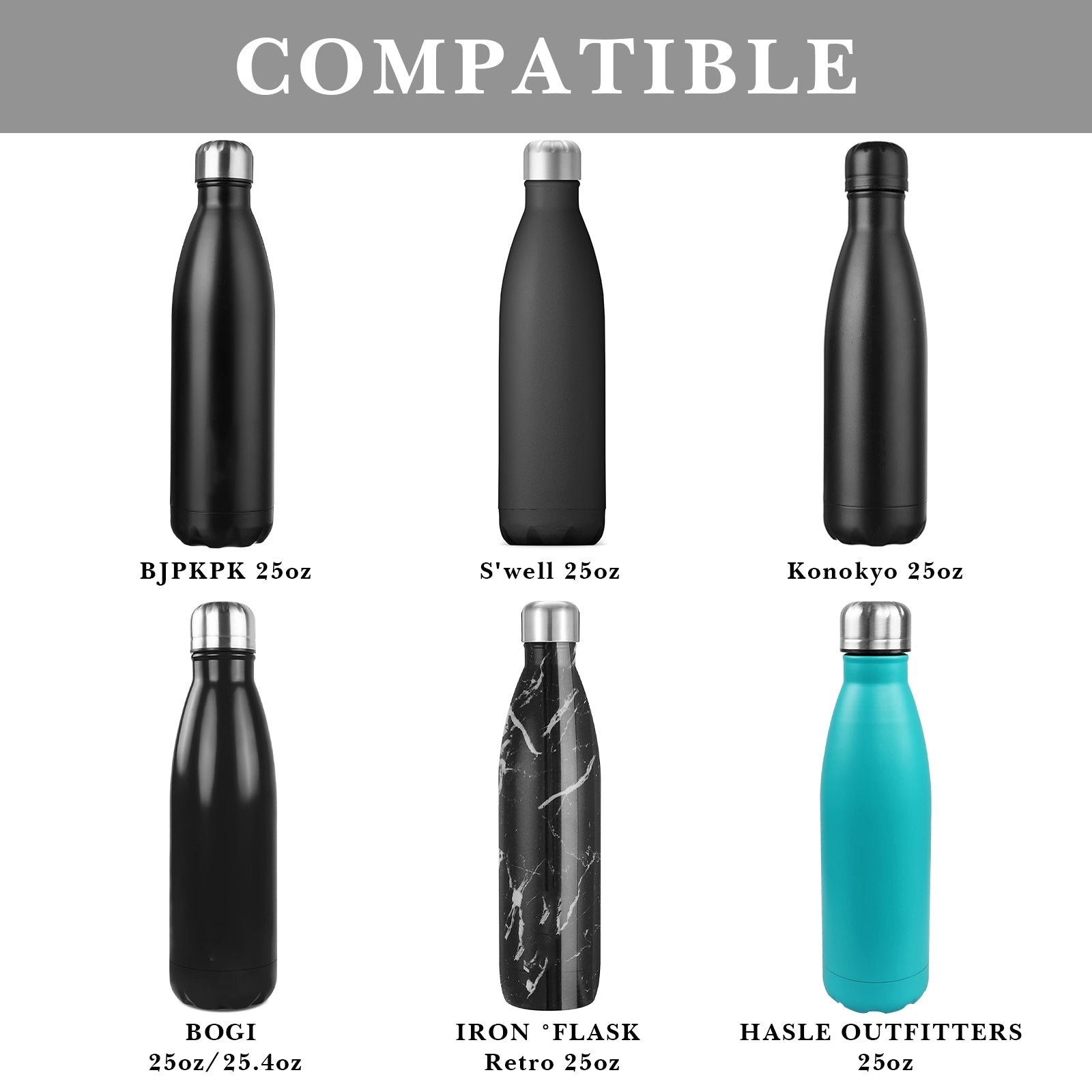 Linkidea 2 Pack Water Bottle Boot Compatible with 25oz S'well ORIGINAL, BJPKPK, Konokyo 25oz Cola Shaped Bottles, Silicone Bottle Boot Bottom Sleeve Cover Protector, Bottle Bumper (Gray)