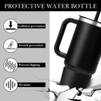 Linkidea Water Bottle Boot Compatible with Hydro Flask Travel Tumbler 28oz/40oz, Silicone Water Bottle Bottom Sleeve Cover Protector, Bottle Bumper (Black / 2 Pack)