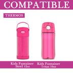 Linkidea Water Bottle Sleeve Compatible with Thermos FUNTAINER Tritan 16oz, Steel 12oz Kids Bottle, Waterbottle Holder Bag with Name Tag, Rose Red