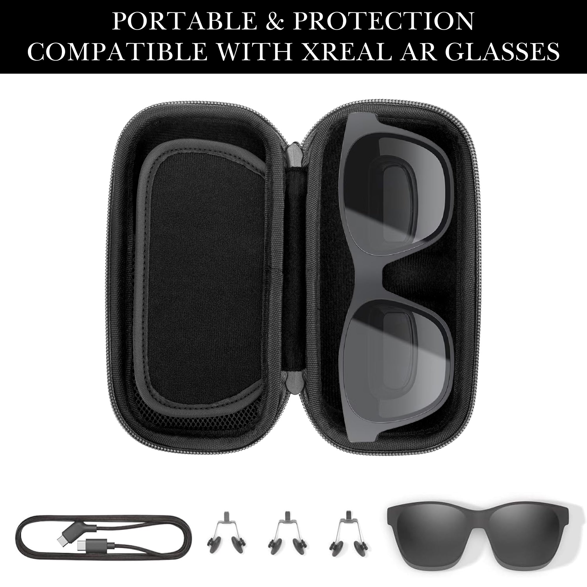 Extra Large Hard Shell Smart Glasses Case, Sunglasses Storage Organizer Compatible with XREAL One Pro/ Air 2 pro/ Air AR Glasses Travel Case