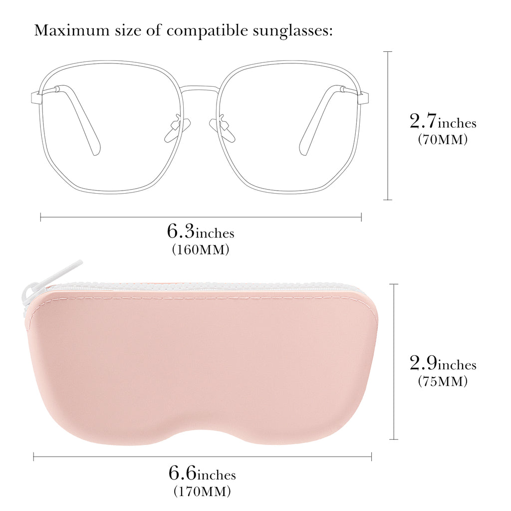 Linkidea Oversized Sunglasses Pouch, 2 Pack Large Frame Glasses Pouch for Sunglass, Eyeglasses Travel Bag Compatible with Persol Square/Aviator Rayban New Wayfarer Various Brand Models