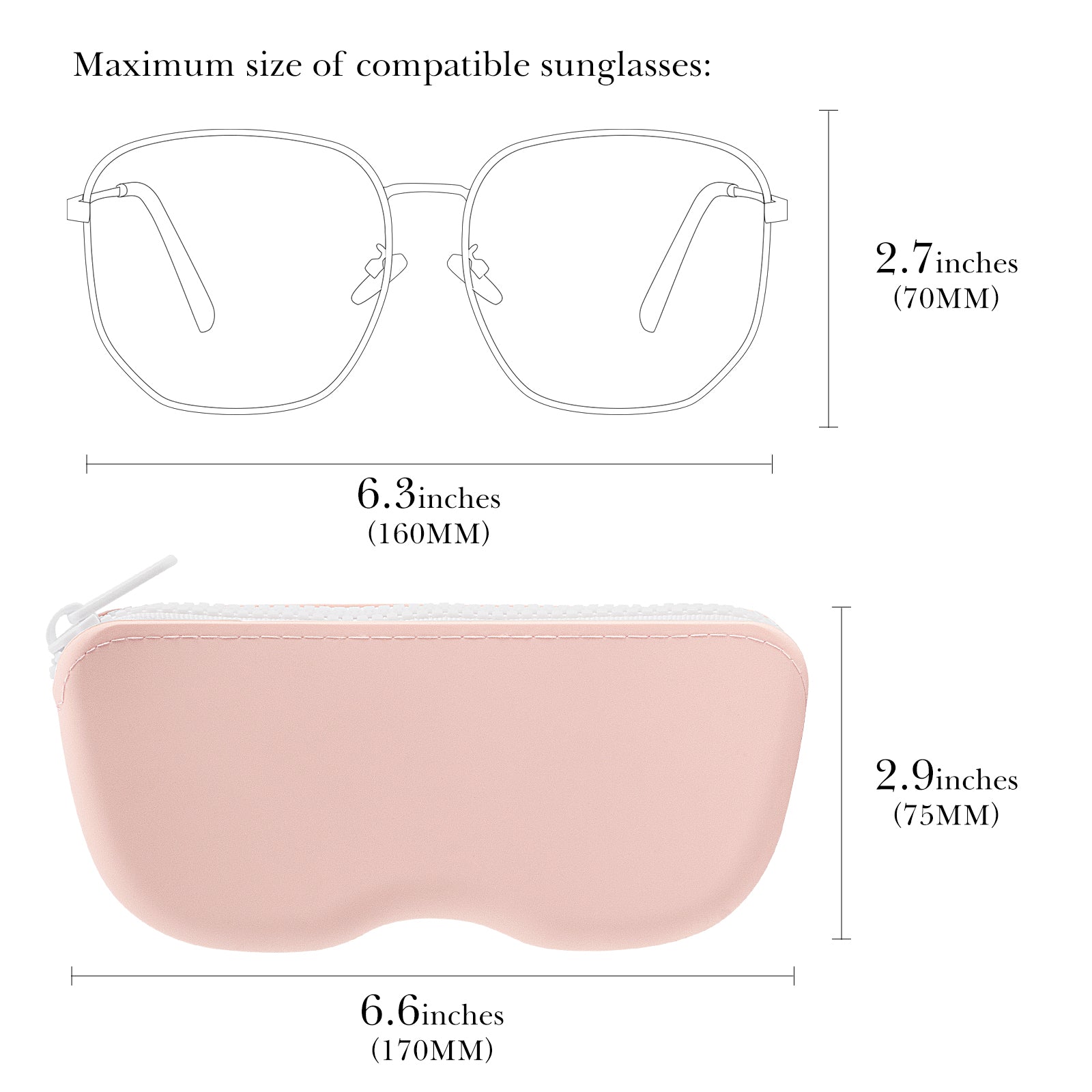 Linkidea Oversized Sunglasses Pouch, 2 Pack Large Frame Glasses Pouch for Sunglass, Eyeglasses Travel Bag Compatible with Persol Square/Aviator Rayban New Wayfarer Various Brand Models