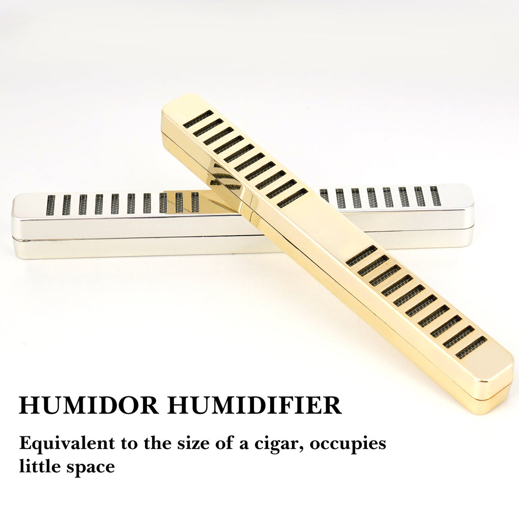 Linkidea Cigar Humidifier with Dropper, Cuboid Humidor Accessories for Cigars & Tobacco Freshness, Compatible with Various Humidors, Premium Cigar Moisture Control Device (Silver/Gold)
