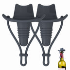 Linkidea 2 Pack Silicone Cowboy Style Bottle Stoppers, Reusable Fun Cap Sealers to Keep Drinks Fresh, Unique Gifts for Boyfriend, Dad, Friends (Dark Gray)