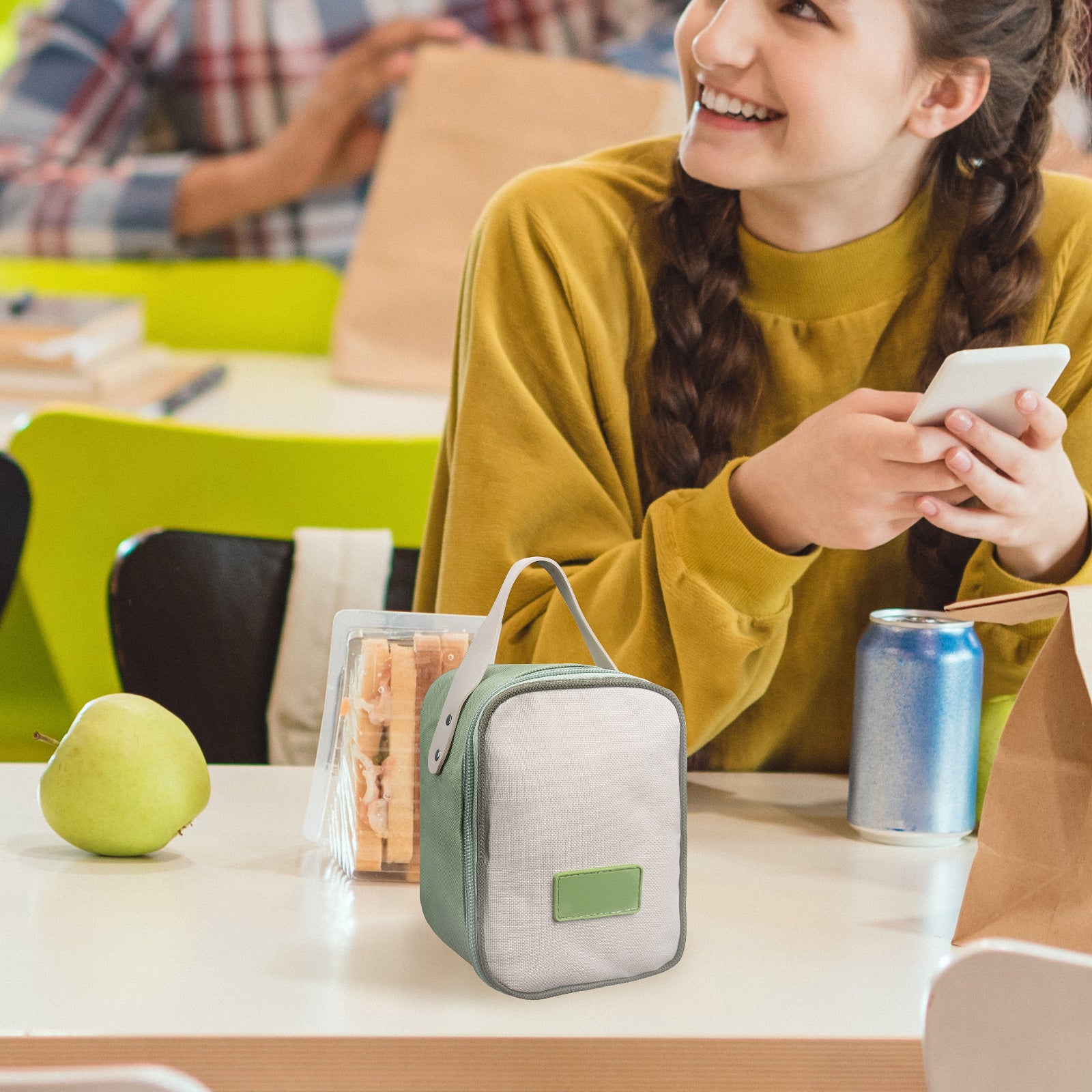 Linkidea Insulated Food Jar Bag, Thermal Snack Bag, Lunch Cooler Bags for Food Jar, Suitable for Office Work, Outdoor Picnics, Compatible with THERMOS 16 oz, Bidakid, Serlium, Blockhutte (Green)