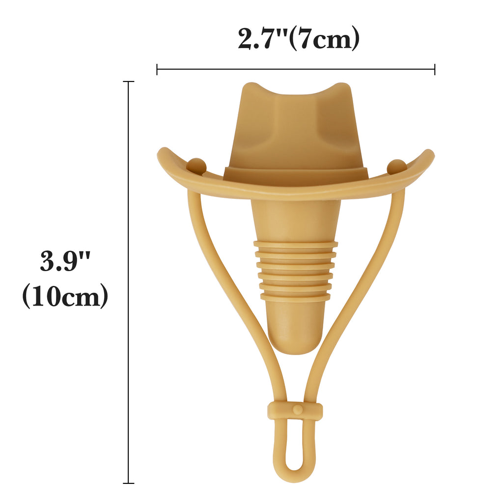 Linkidea 2 Pack Silicone Cowboy Style Bottle Stoppers, Reusable Fun Cap Sealers to Keep Drinks Fresh, Unique Gifts for Boyfriend, Dad, Friends (Yellow)