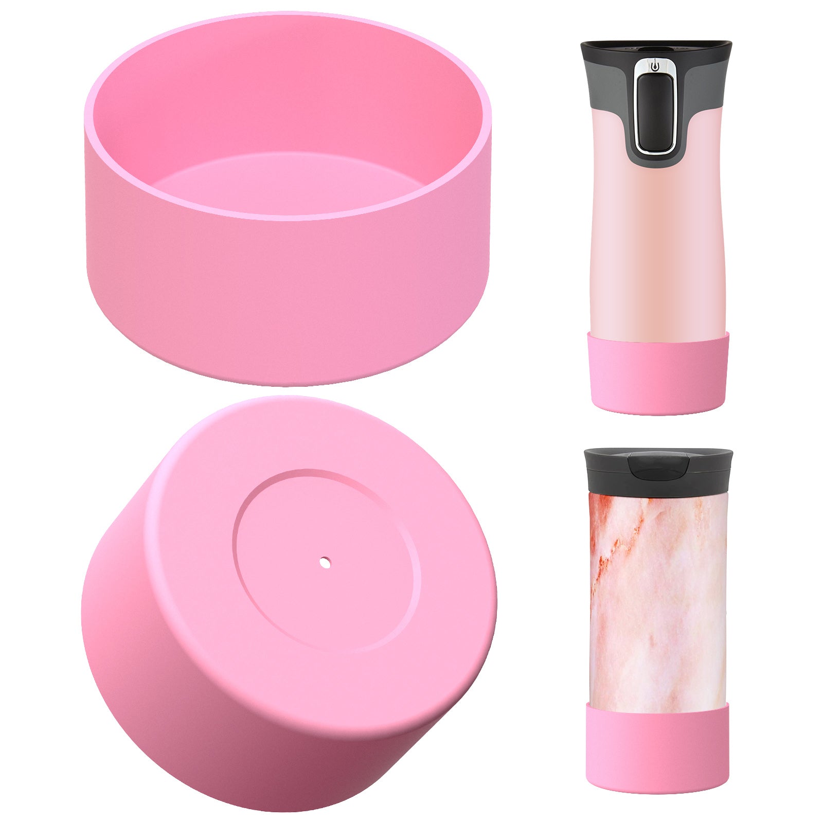 Linkidea 2 Pack Water Bottle Boot Compatible with Contigo West Loop 2.0 16oz/20oz/24oz, Huron 2.0 16oz/20oz, Silicone Anti-Slip Bottle Bottom Bumper Protector (Light Pink)