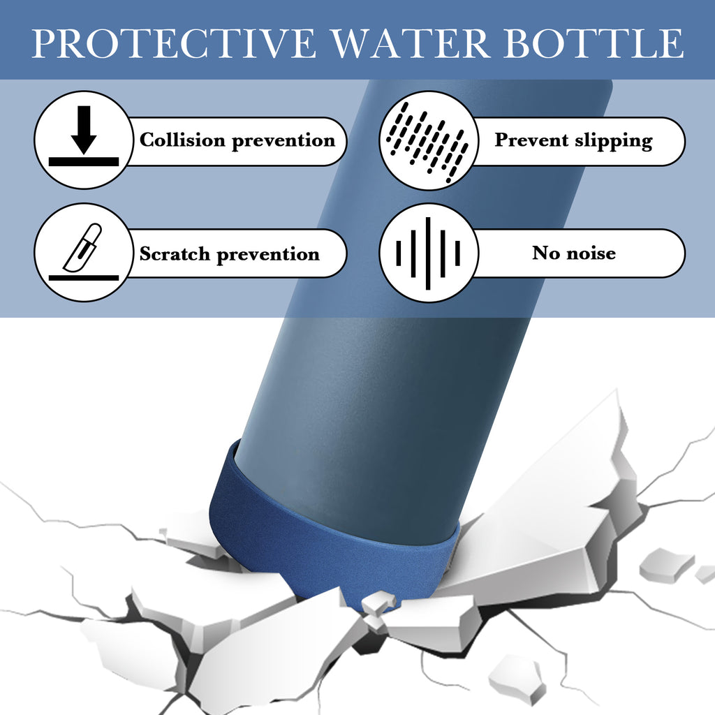 Linkidea Water Bottle Boot Compatible with YETI Rambler Bottle 36oz, Silicone Anti-Slip Water Bottle Bottom Sleeve Cover Protector, Bottle Bumper (Nordic Blue / 2 Pack)