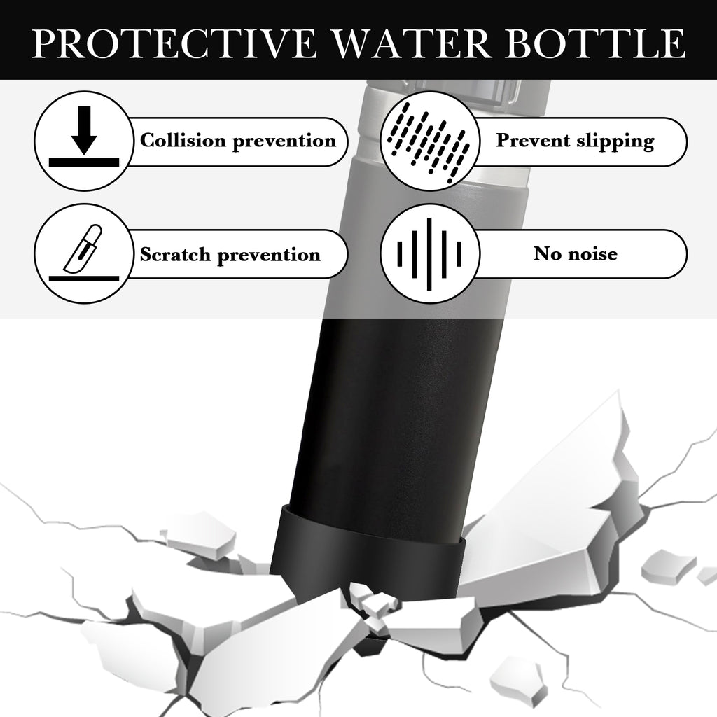 Linkidea 2 Pack Water Bottle Boot Compatible with Stanley Quick Flip GO 24oz, IceFlow Fast Flow 16oz, Silicone Water Bottle Bottom Bumper Protector (Black)