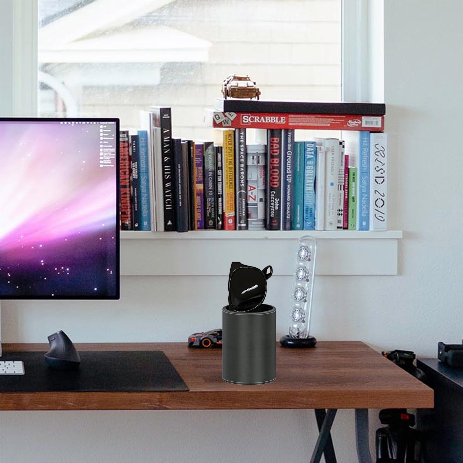 Glasses Desk Holder Stand for Reading Eyeglasses, Vegan Leather Glasses Holder for Nightstand, Glasses Storage Compatible with GUCCI GG1500OK GG1606OK GG1470OJ (XXL, Black)