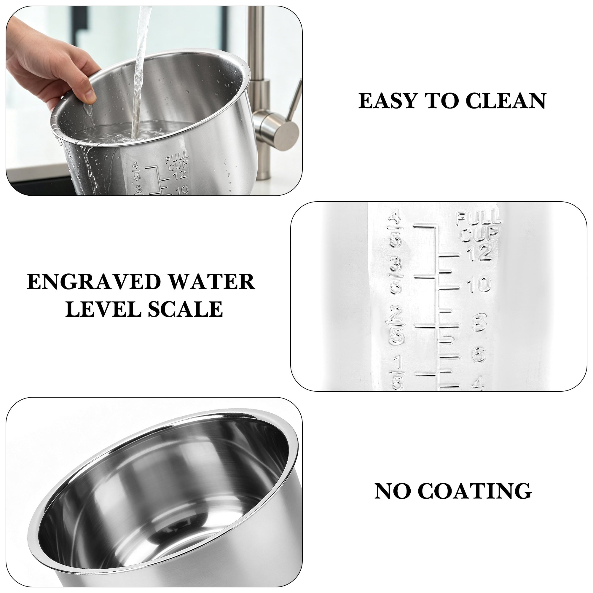 Linkidea Rice Cooker Stainless Steel Inner Pot Compatible with Instant Pot Duo 7-in-1, Dishwasher Safe, No Coating Replacement Bowl