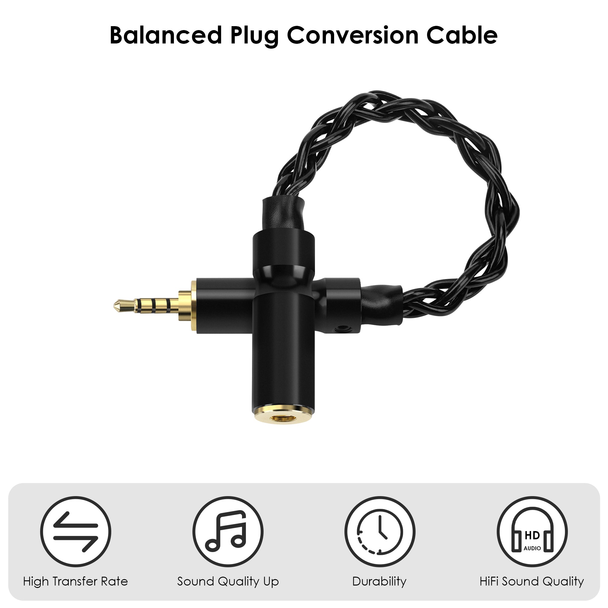 Linkidea 2.5mm Balanced Male to 3.5mm Balanced Female Audio Adapter Cable, Hi-Fi OCC Copper Cord, Compatible with Balanced Amplifiers, DACs, Headphones (15.5cm/6.1inch)