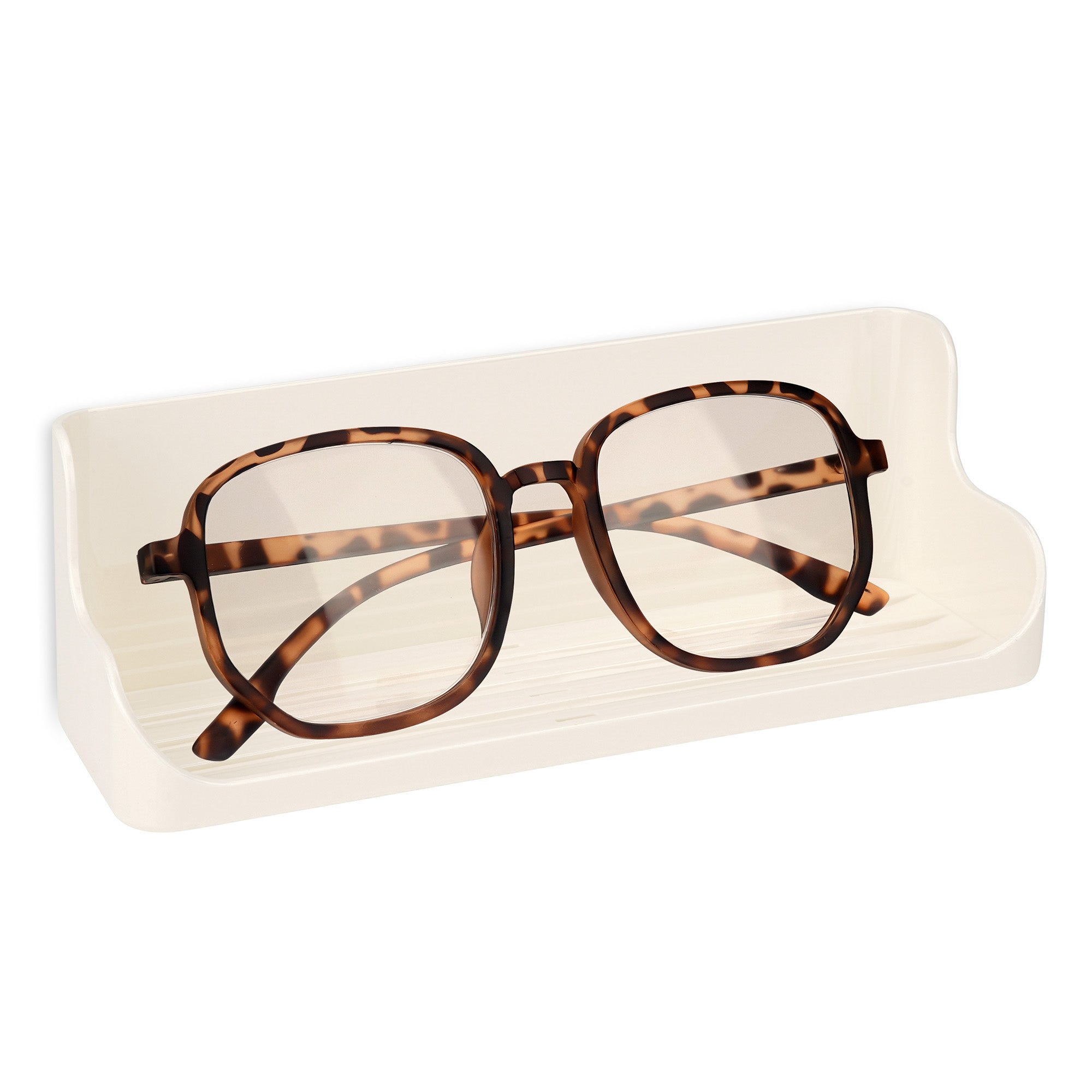 Eyeglasses Holder, Wall Mount Simple Style Reading Glasses Storage Organizer for Bedroom Bathroom Study (White)