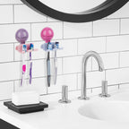 Linkidea 2 Pack Wall Mount Toothbrush Holder for Bathroom, Plastic Self Adhesive Tooth Brush Hanger, 2 Slot Tooth Brush Organize Compatible with Oral-B CrossAction, Colgate ExtraClean (Multi)