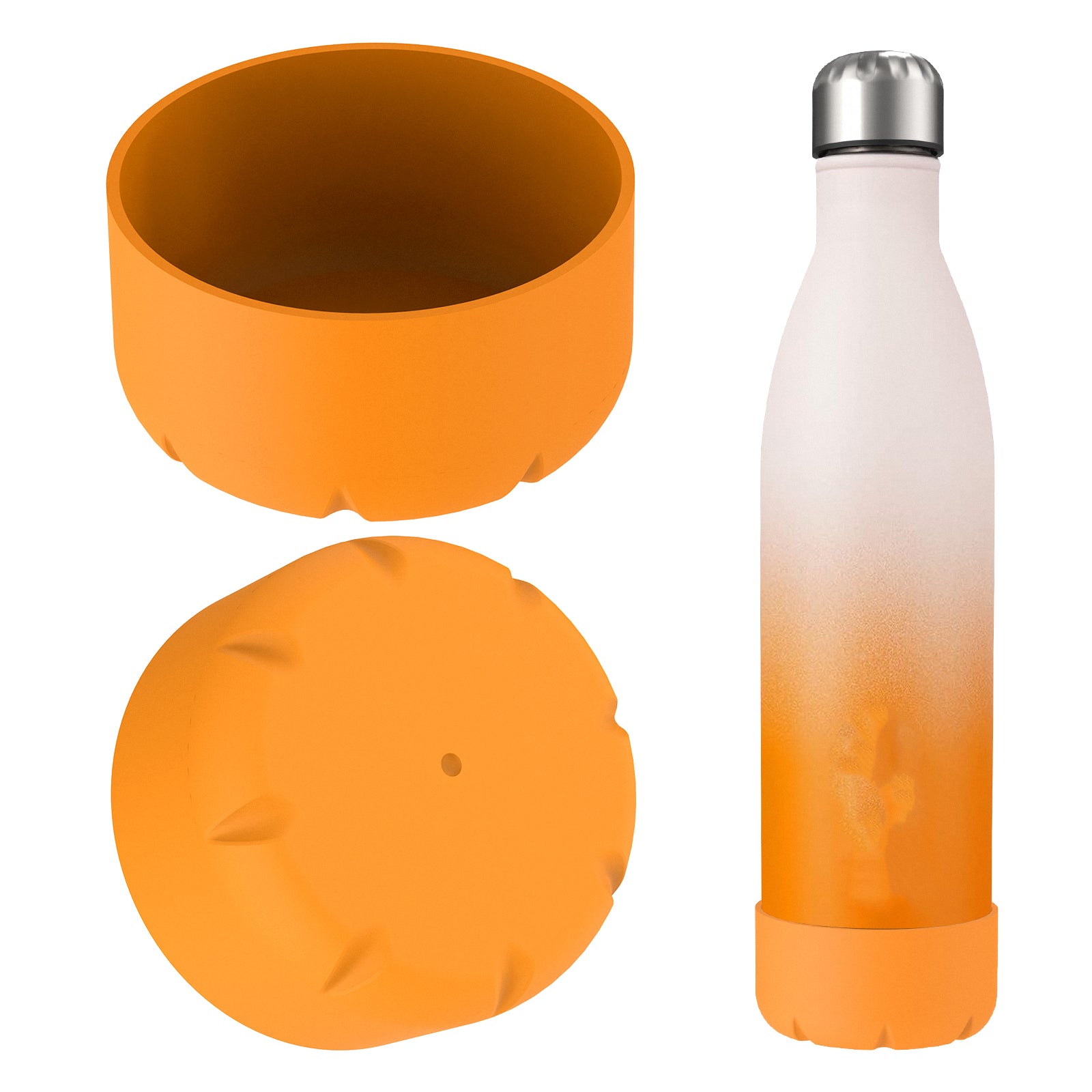 Linkidea 2 Pack Water Bottle Boot Compatible with 25oz S'well ORIGINAL, BJPKPK, Konokyo 25oz Cola Shaped Bottles, Silicone Bottle Boot Bottom Sleeve Cover Protector, Bottle Bumper (Orange)