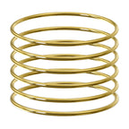 Plus Size Bangle Bracelets Set for Women, Set of 6 Stainless Steel Extra Large Round Golden Bangles Fashion Accessories, 9.8 Inches (XXL)