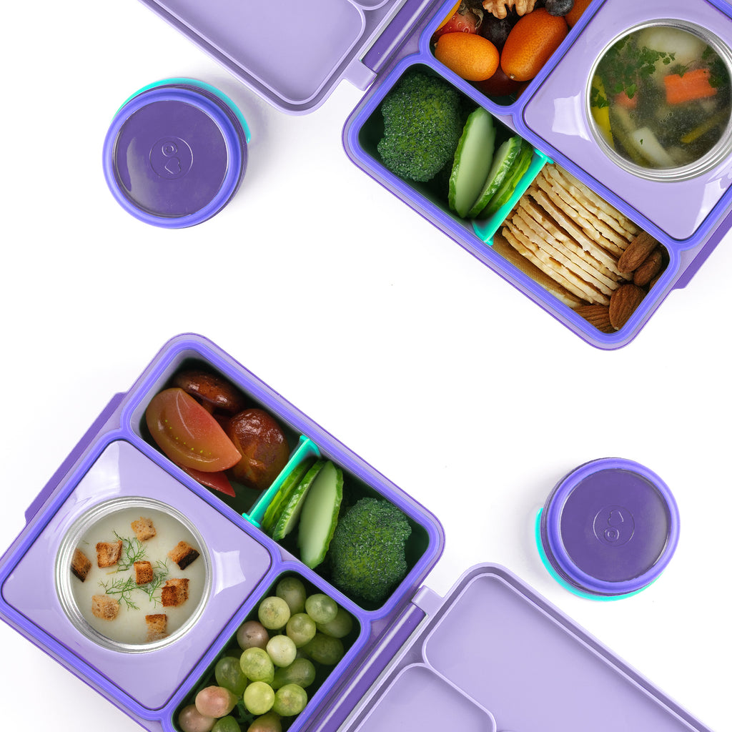 Linkidea 4 Pcs Silicone Seal Replacement, Exact Fit Lid Seal Gasket Compatible with OmieBox, Leakproof Food Safe Parts & Accessories for Bento Box (Purple)
