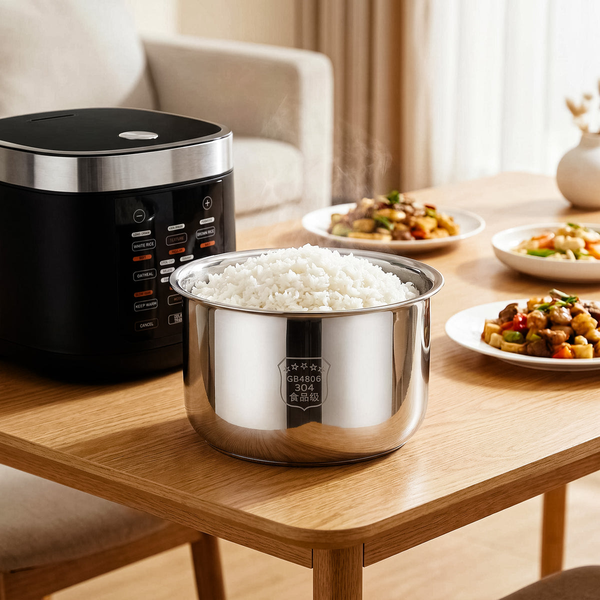 Linkidea Stainless Steel Inner Pot Replacement Compatible with COSORI CRP-R501IP-KUS Rice Cooker, No Coating Cooking Bowl, Dishwasher Safe