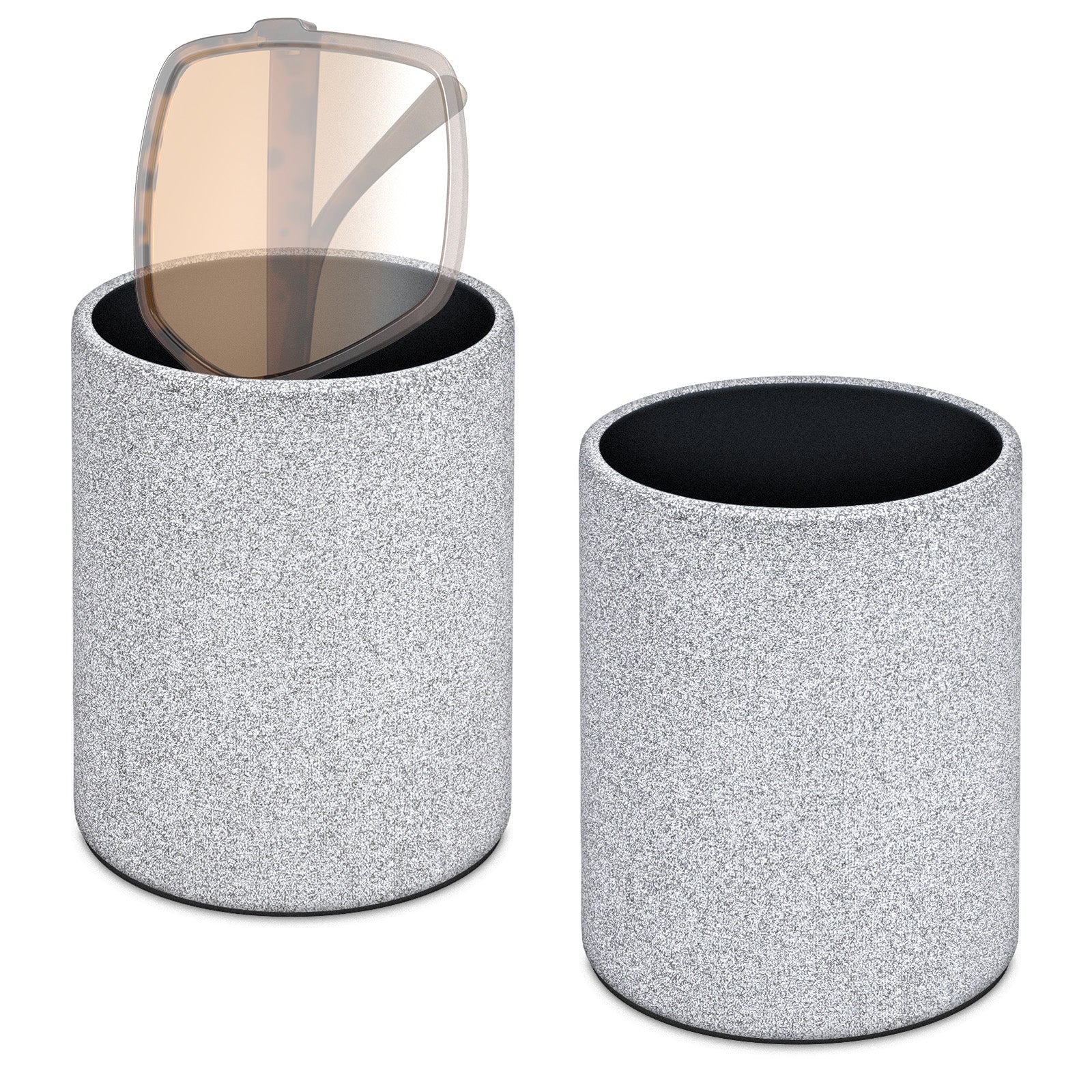 Extra Large Sunglasses Desk Holder Stand, 2 Pack Silver Vegan Leather Sunwear Storage with Flock Lining, Eyeglasses Display Organizer Compatible with Gucci GG1556S/GG0418S/GG0713S/GG1546S