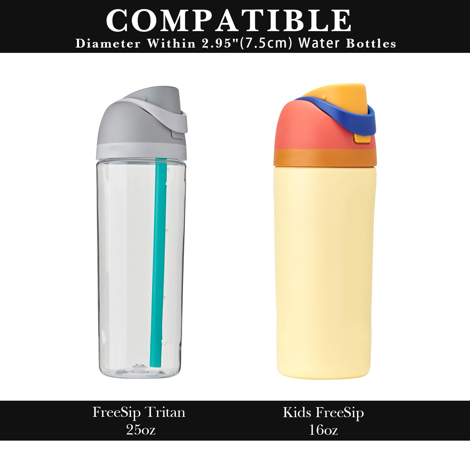 Linkidea Water Bottle Carrier with Strap Compatible with Kids FreeSip 16oz, Owala FreeSip Tritan 25oz, Neoprene Waterbottle Sling Bag Holder, Shoulder Strap, Black