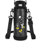 Linkidea Slim Water Bottle Carrier with Strap Compatible with THERMOS FUNTAINER Steel 16oz, Ion8 Sport OneTouch 2.0 500ml, Hard Base Waterbottle Sling Bag Holder Keeps Bottle Upright, Black